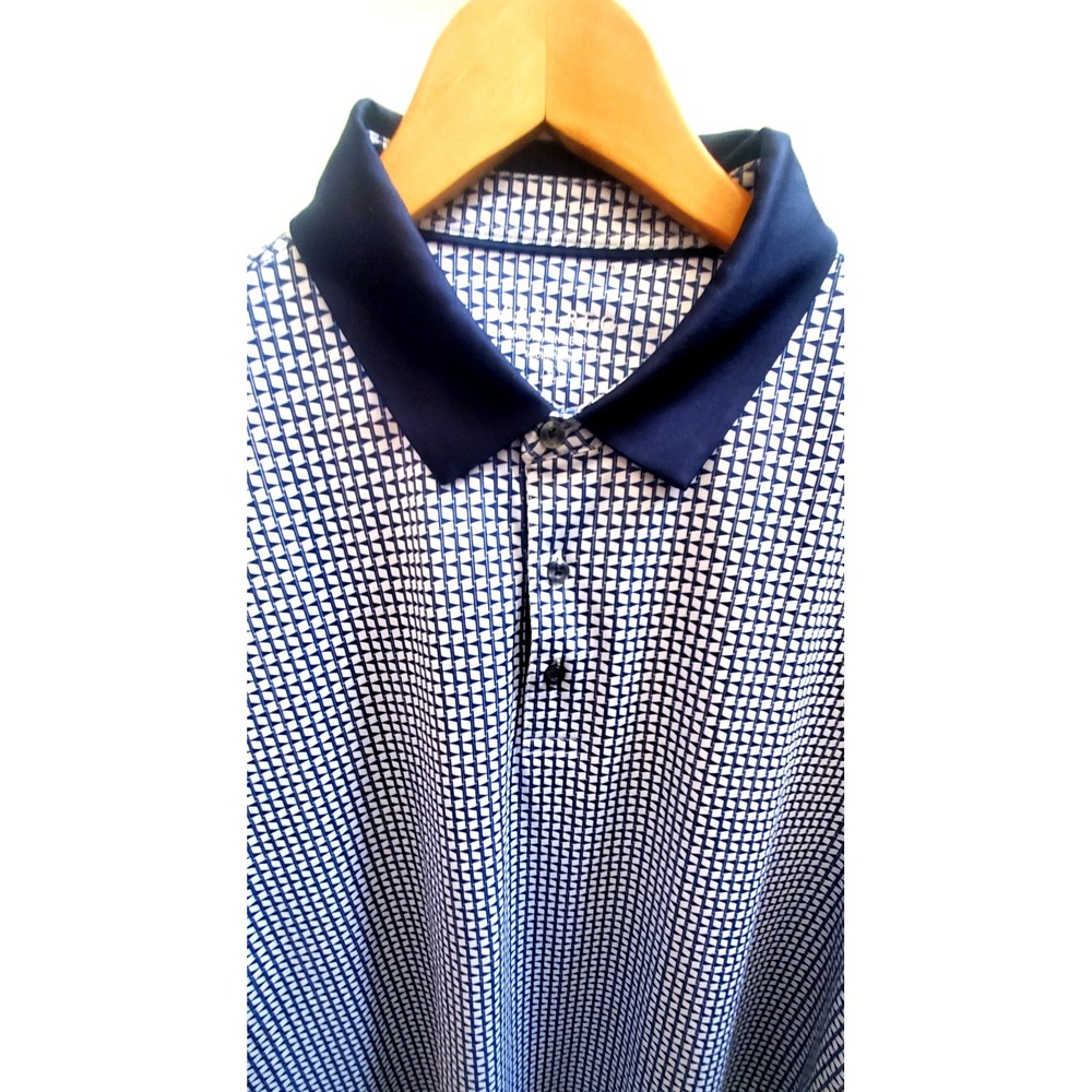 MAELREG Performance Polo XL Navy/White Stripe Vertical Flag Style Logo Sleeve